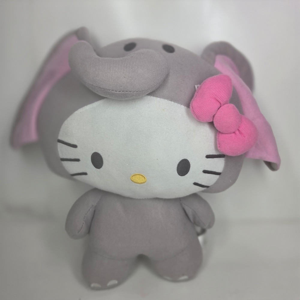 Sanrio Hello Kitty Elephant Costume Plush 13" Gray Pink Bow Fiesta 2014 Stuffed